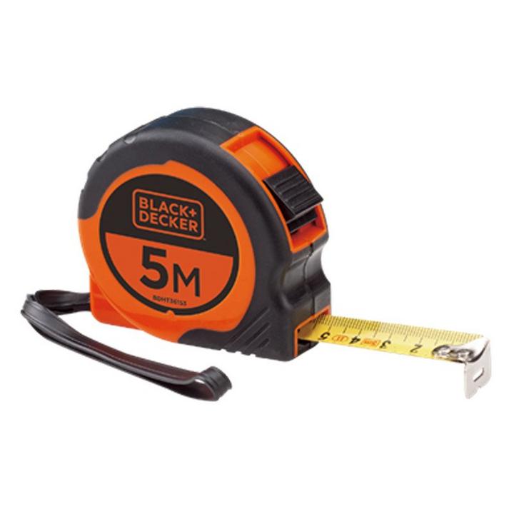 BLACK+DECKER, 5MX19mm Bi-Material Short Retractable Measuring Tape