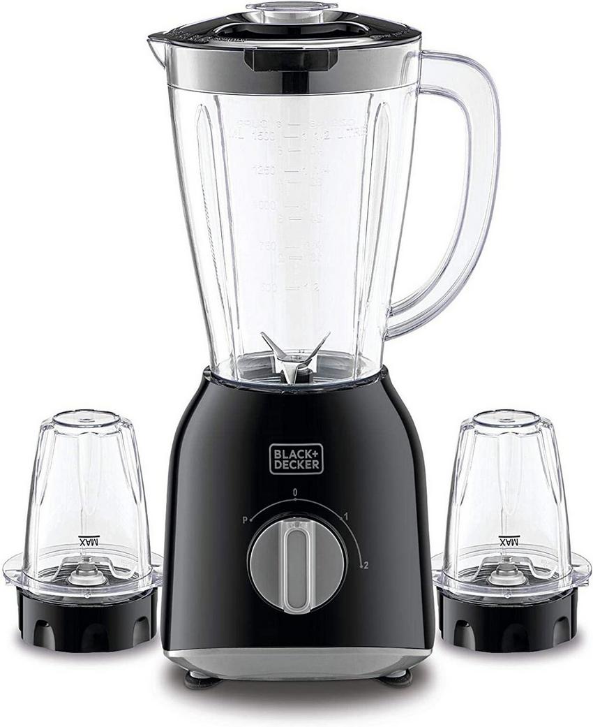 Black Decker 400W 1.5 Blender With 2 Grinder Mills Black