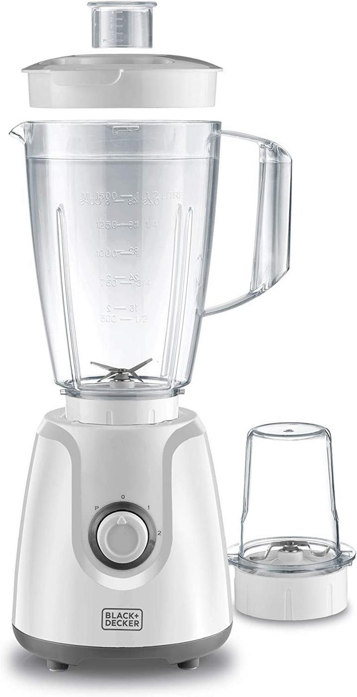 Black+Decker 400W Blender With Grinder Mill White,Stainless steel