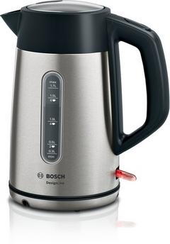 Bosch 1.7L DesignLine Kettle 3000W Black Stainless Steel