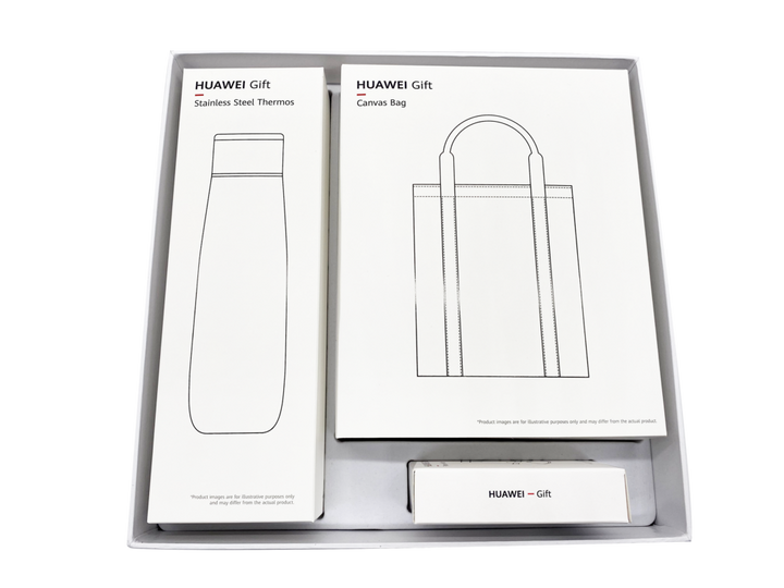 Huawei Universal Gift Pack, Stainless Steel Thermos + Canvas Bag + Mobile Holder, White