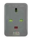 Home Best, Power Adaptor Plug, 3 Neon Sockets, Grey