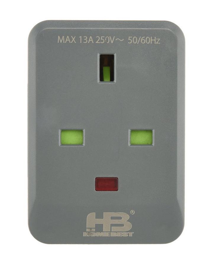 Home Best, Power Adaptor Plug, 3 Neon Sockets, Grey