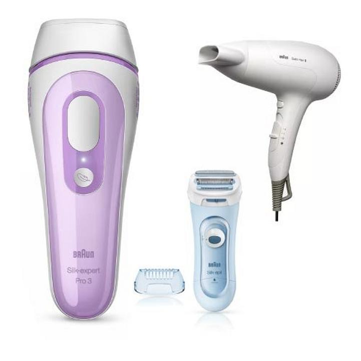 Braun Silk Expert Pro 3 IPL+Braun Silk-Epil Lady Shaver+Braun Hair