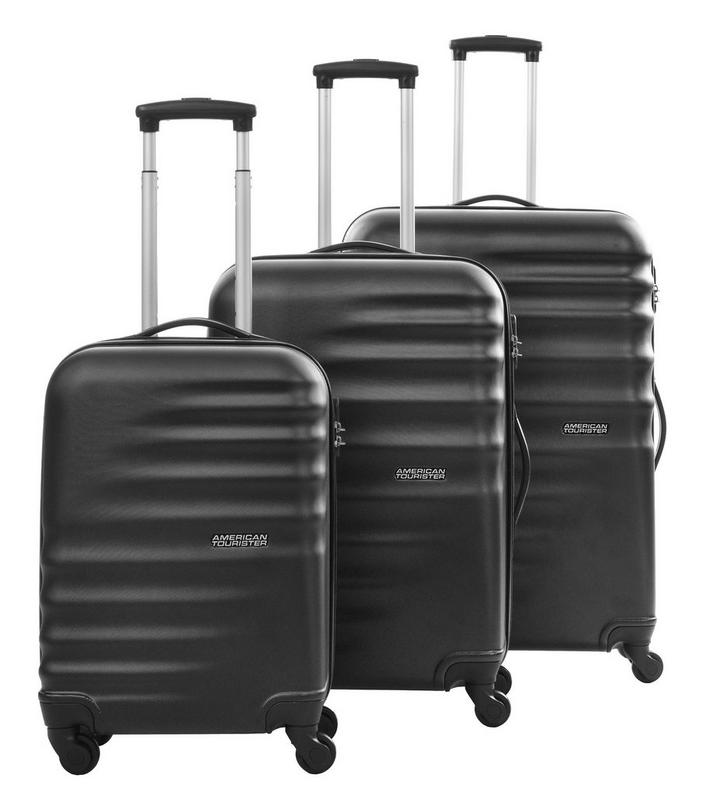 American Tourister Preston Set of 3Pc HS ABS Hard Luggage 20 24 28 Inch Black eXtra