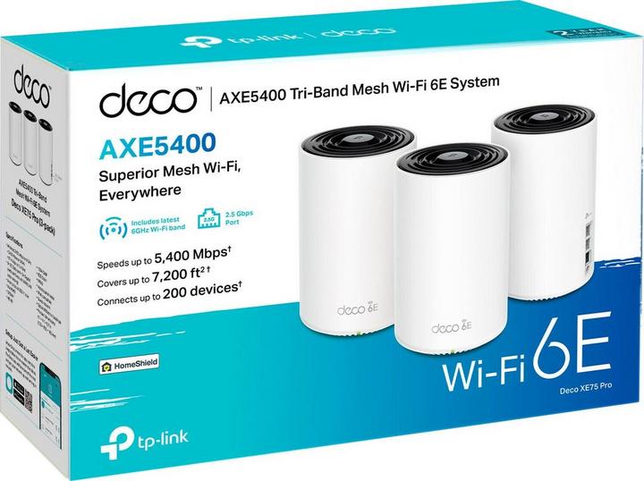 TP-Link , DECO XE75 PRO AXE5400 Mesh Wi-Fi E6 Router System Tri ...