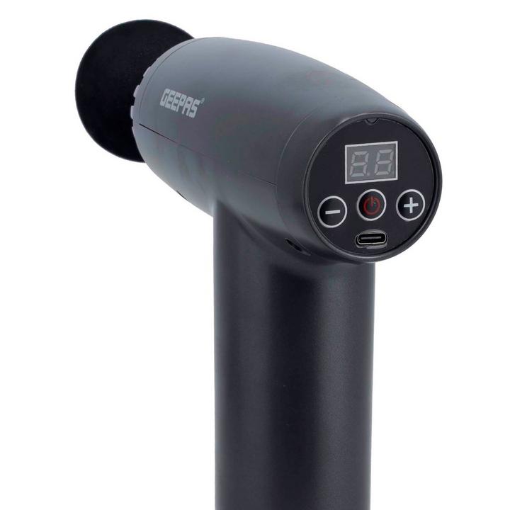 Geepas 5-in-1 Rechargeable Digital Massager Massage Gun, Black