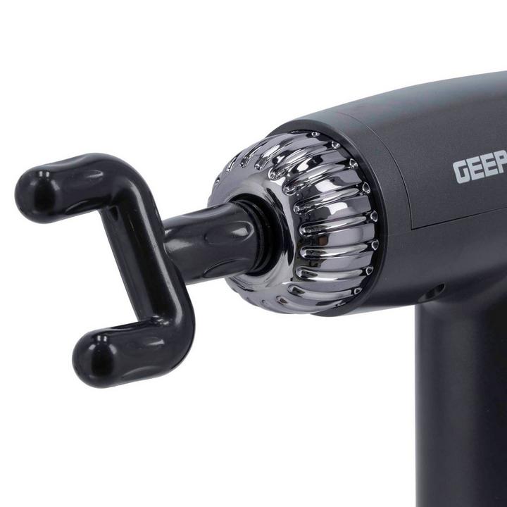 Geepas 5-in-1 Rechargeable Digital Massager Massage Gun, Black