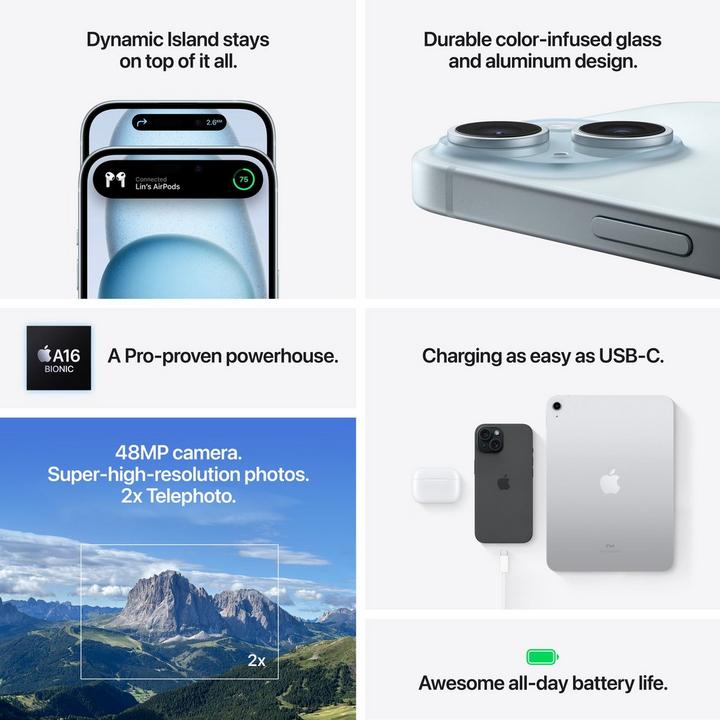 Apple iPhone 15 Plus, 5G, 6.7 inch, 256GB, Blue