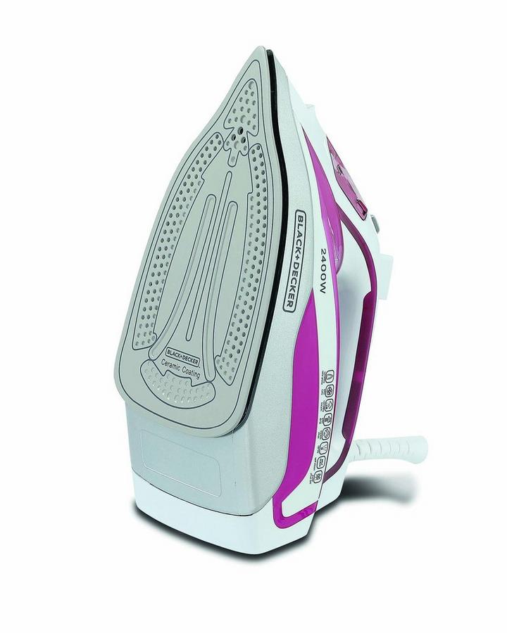 Black Decker Steam Iron Ceramic Soleplate 2400W 380ML White