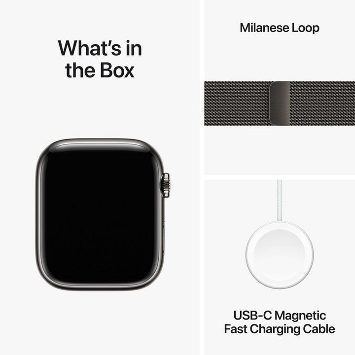 Apple Watch Series 9 GPS + Cellular 45mm Graphite Stainless Steel Case with Graphite Milanese Loop