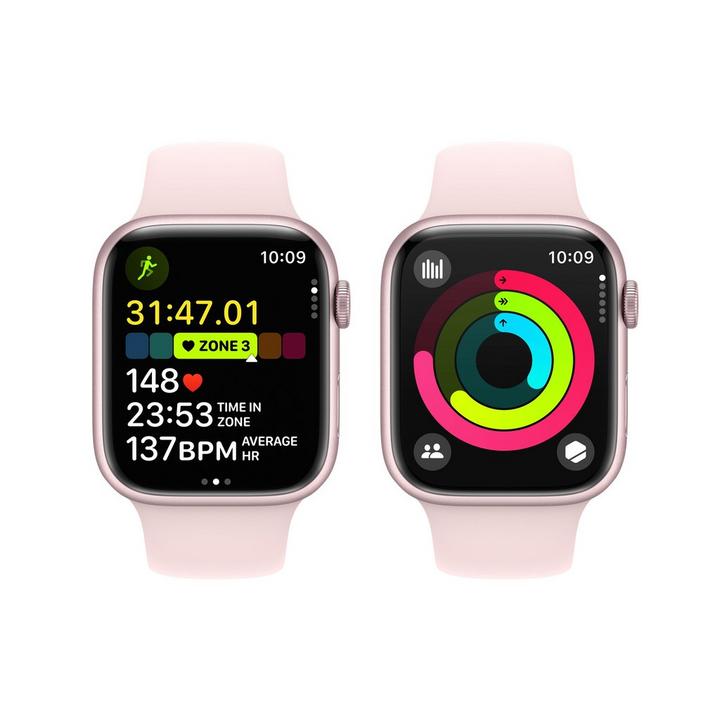 Apple Watch Series 9 GPS 41mm Pink Aluminium Case with Light Pink Sport Band - S/M