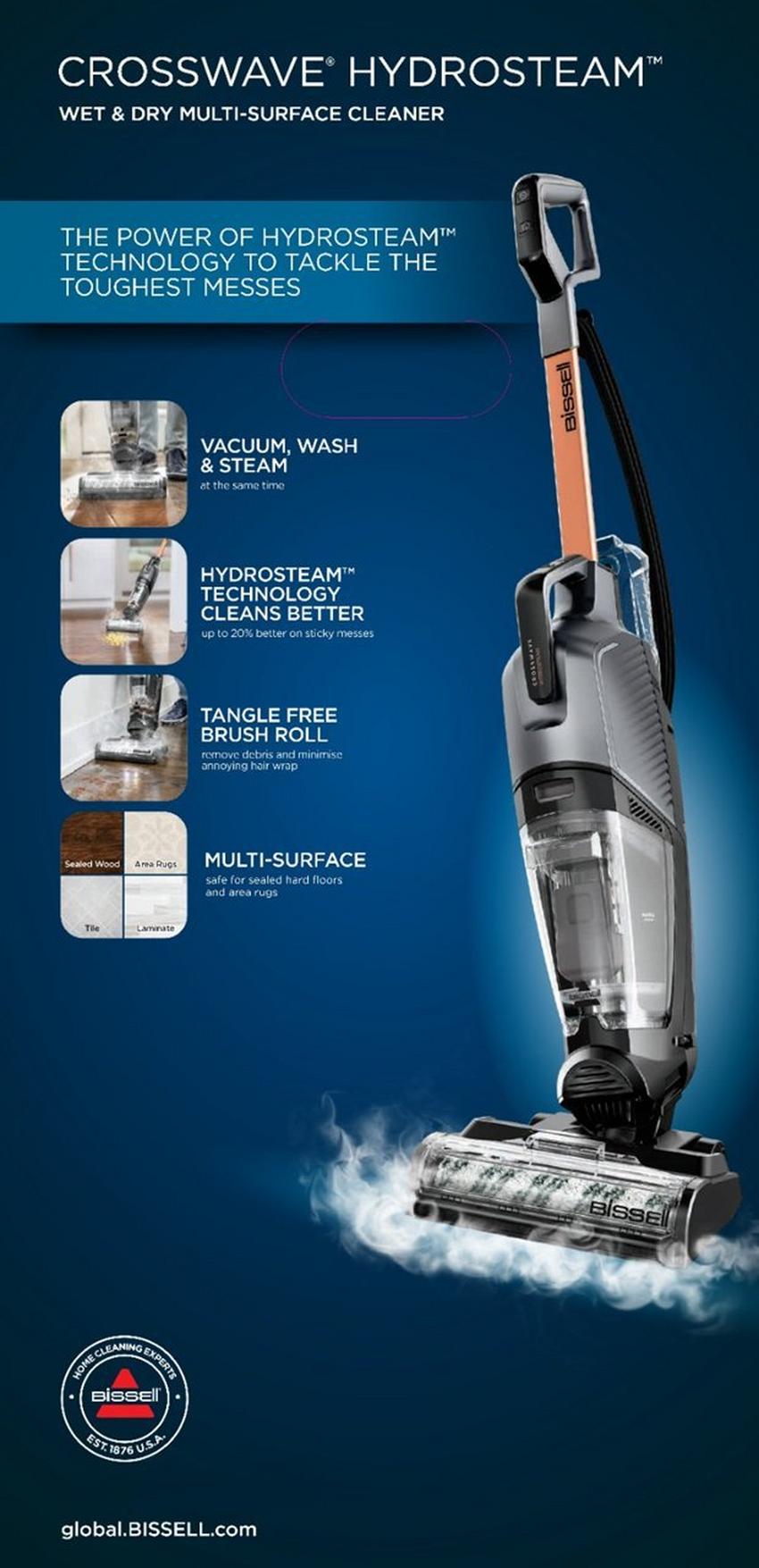 Bissell CrossWave HydroSteam Plus Multi-Surface Wet Dry Vacuum