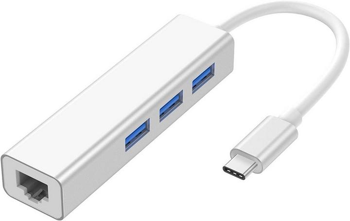 2B 3 in 1 USB HUB, 3x USB 3.0 HUB, Ethernet, Silver