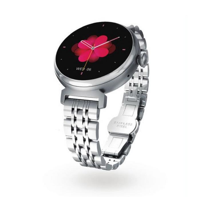 HiFuture AURA Smartwatch Aluminum Case With Steel Strap, Silver