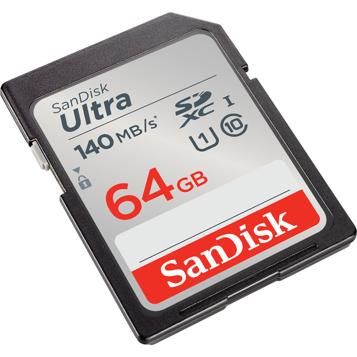 SANDISK SD Card, 64GB, Black