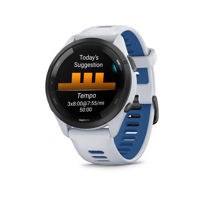 Garmin Forerunner 265 watch, Whitestone/Tidal Blue 
