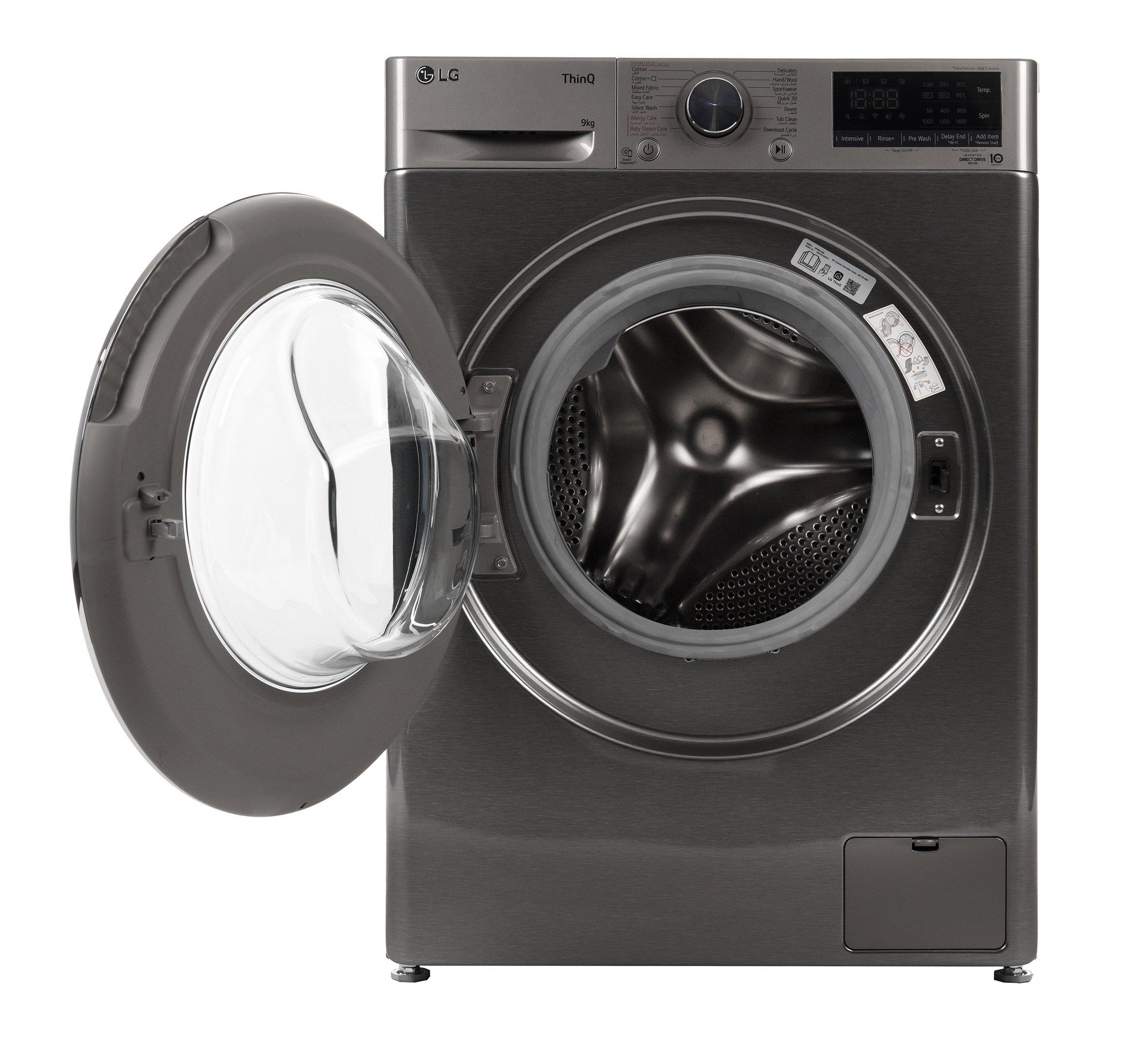LG Front Load Washing Machine 9kg, ThinQ (Wi-Fi), AI DD, Platinum Silver Color 4
