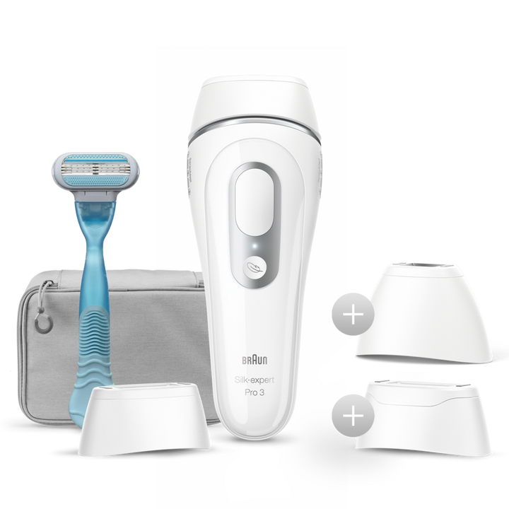 【新品・未使用】BRAUN silk expert3 ホワイト Braun Silk Pro 3, for Women and Men with 4 Extra, White