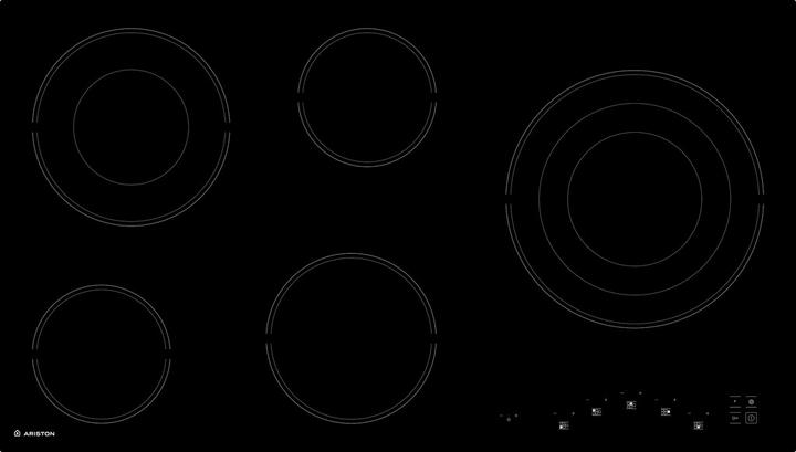 Ariston Built In Electric Vitro Ceramic Hob 90 cm, 5 Cooking Zones, Black.