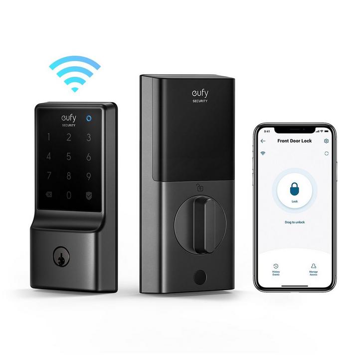 EUFY, Security C234 Smart Lock, 5-in-1 Door Lock, Wifi, Touchscreen Keypad, Black