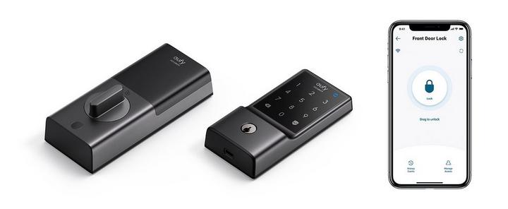 EUFY, Security C234 Smart Lock, 5-in-1 Door Lock, Wifi, Touchscreen Keypad, Black