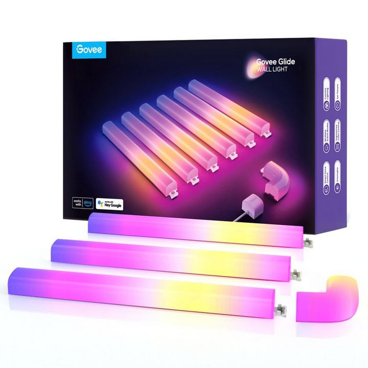 Govee Glide RGBIC Wall Light, 6 bars + 1 corner, Cord Length 2.4m
