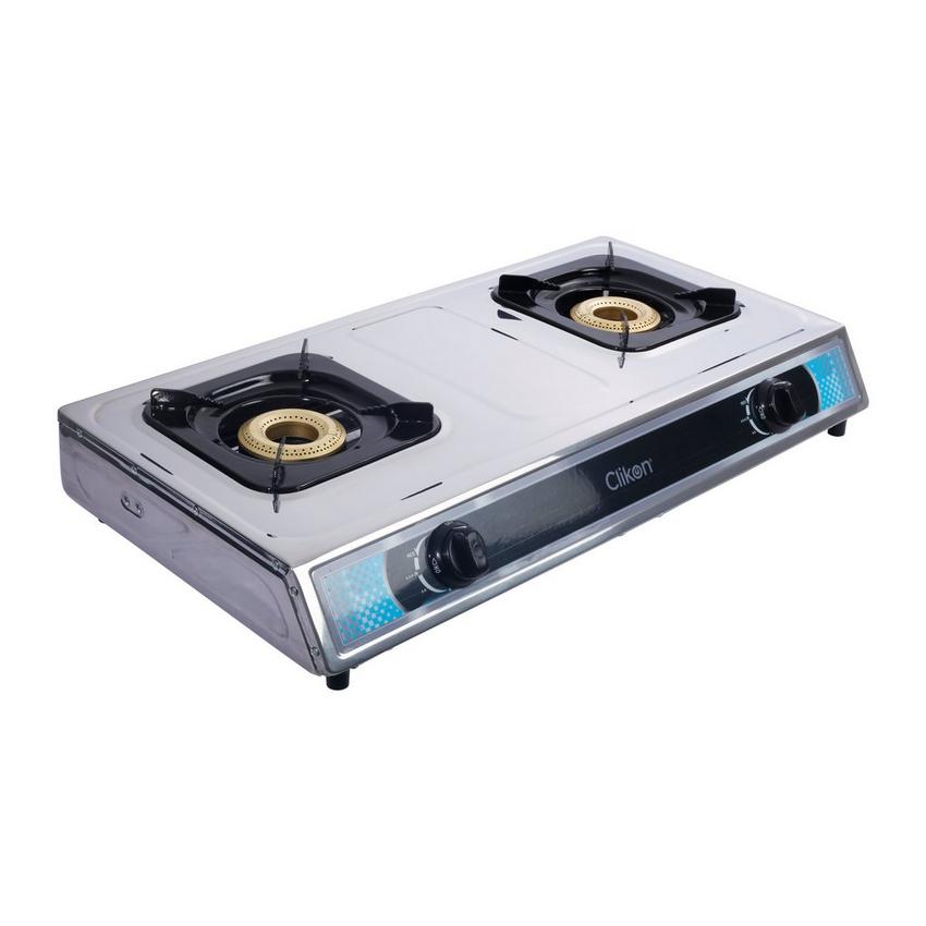 Clikon Double Burner Gas Stove Silver eXtra Bahrain