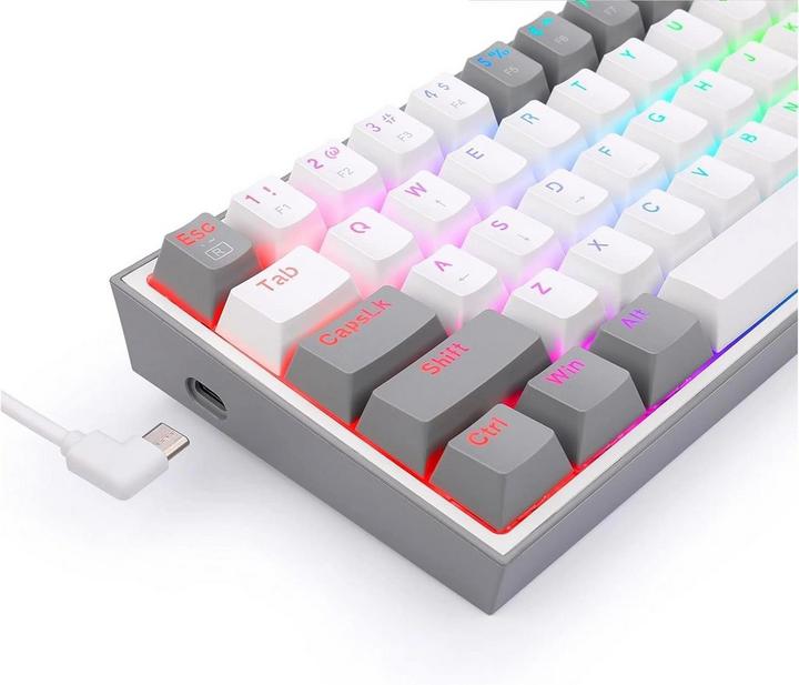 REDRAGON K617 FIZZ Wired Gaming Keyboard, 60% keyboard, White/Grey