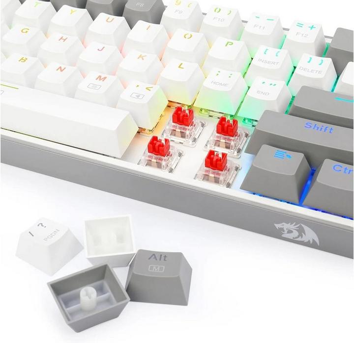 REDRAGON K617 FIZZ Wired Gaming Keyboard, 60% keyboard, White/Grey