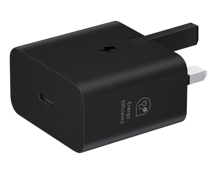 Samsung USB-C AC Wall Charger Adapter With UK Plug FOC UNIT, 25W, Black