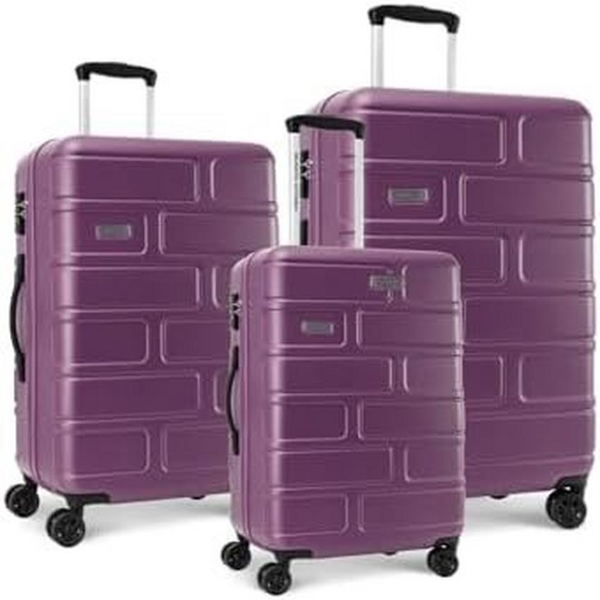 AMERICAN TOURISTER Bricklane 3PCS Luggage Set Spinner Hard Trolley Case Purple eXtra