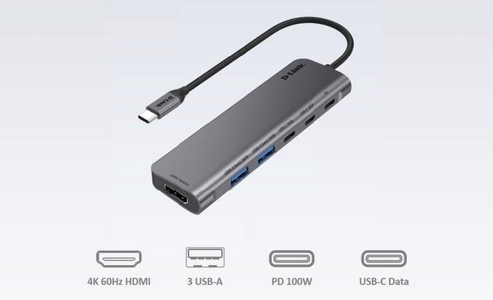 D-Link 6in1 USB-C Multi-Hub Adapter Space Grey