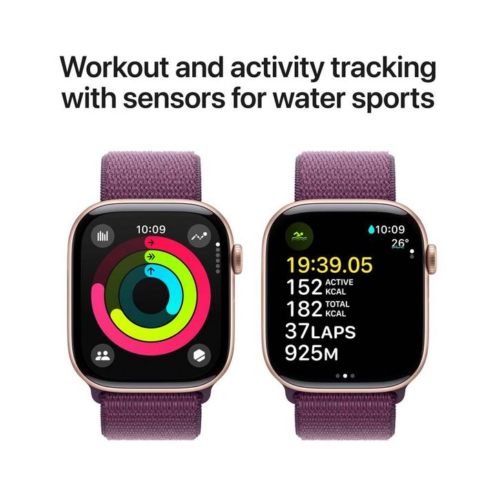 Apple Watch Series 10 GPS 42MM Rose Gold Aluminium Case with Plum Sport Loop