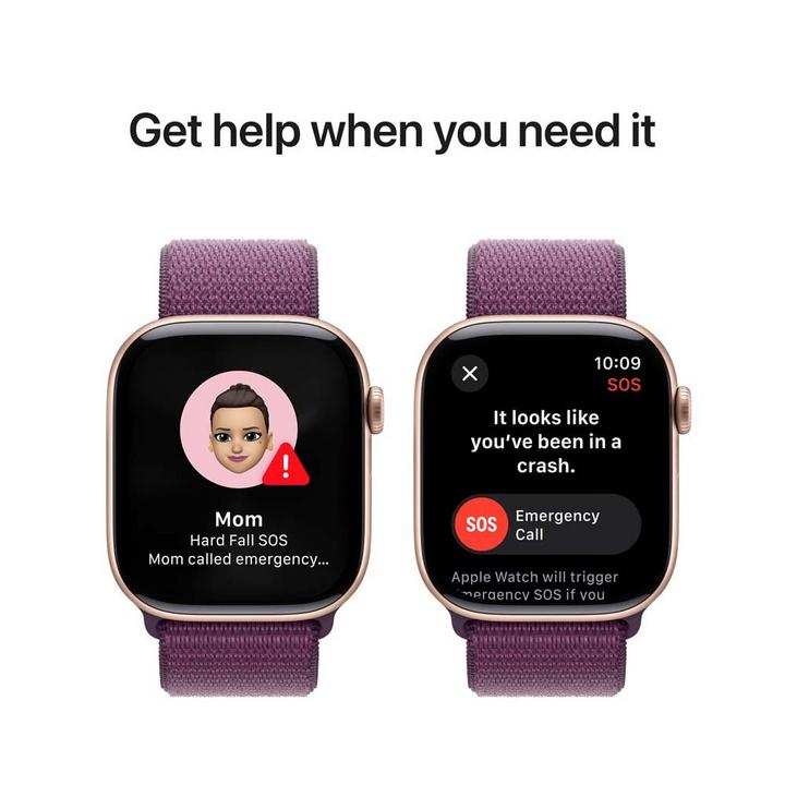 Apple Watch Series 10 GPS 42MM Rose Gold Aluminium Case with Plum Sport Loop