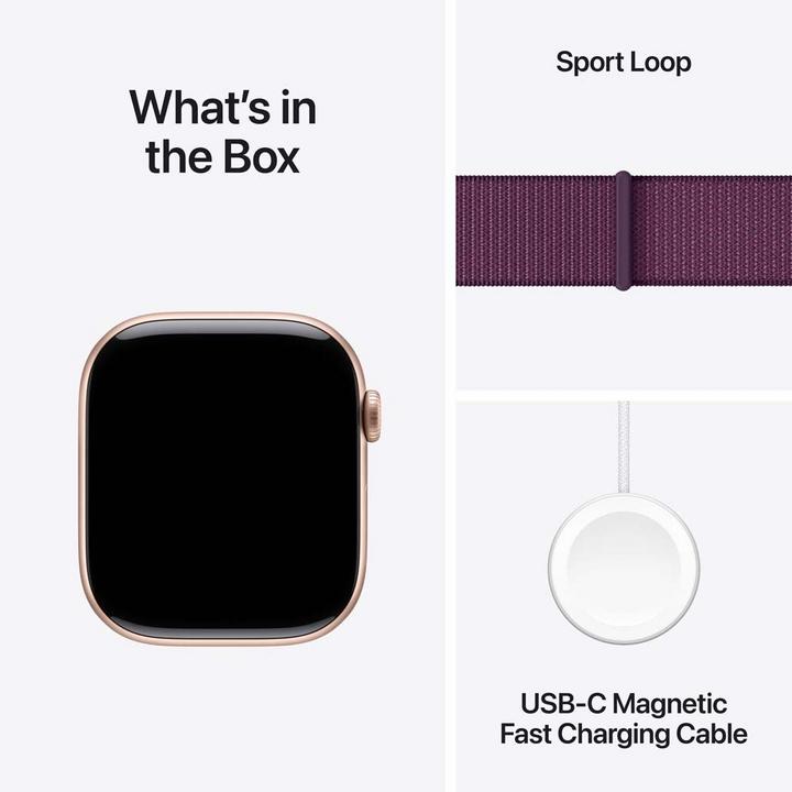 Apple Watch Series 10 GPS 42MM Rose Gold Aluminium Case with Plum Sport Loop