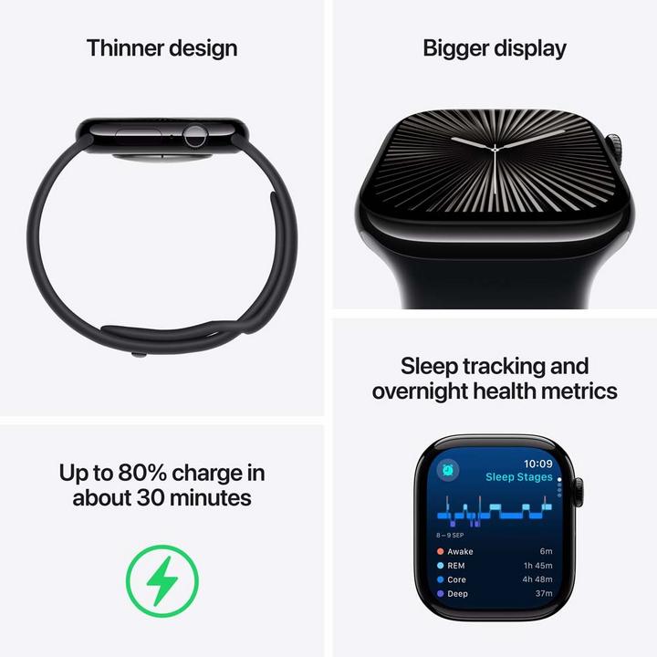 Apple Watch Series 10 GPS 46MM Jet Black Aluminium Case with Ink Sport Loop