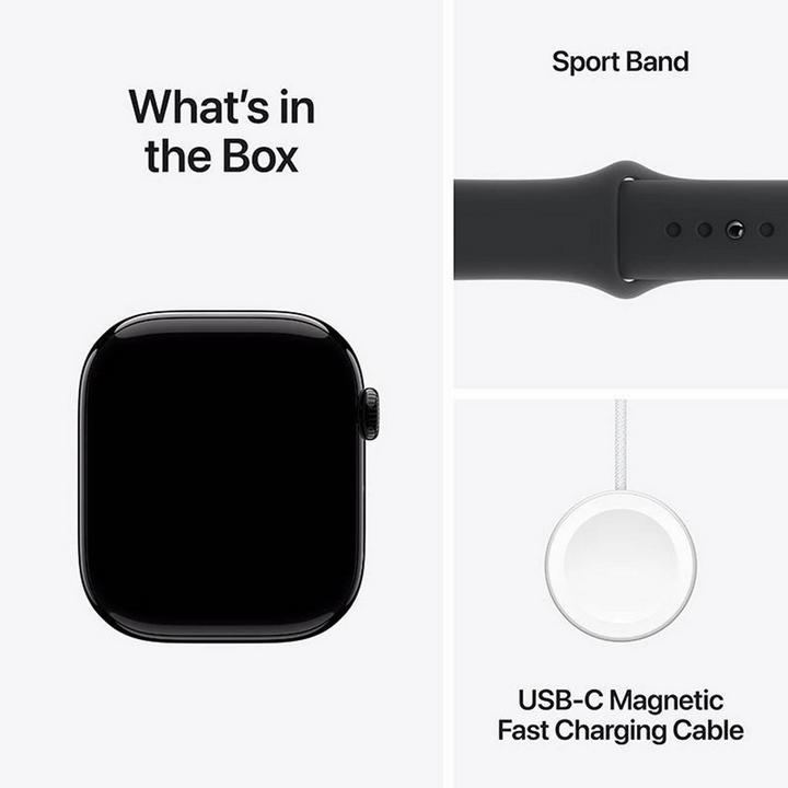 Apple Watch Series 10 GPS 46MM Jet Black Aluminium Case with Black Sport Band - S/M