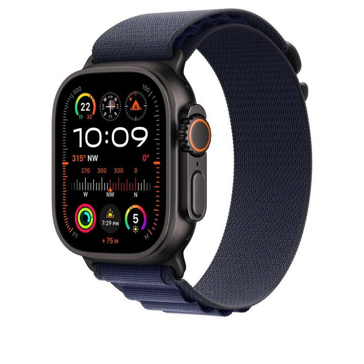 Apple 49MM Navy Alpine Loop, Large, Natural Titanium Finish