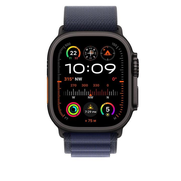 Apple 49MM Navy Alpine Loop, Large, Natural Titanium Finish