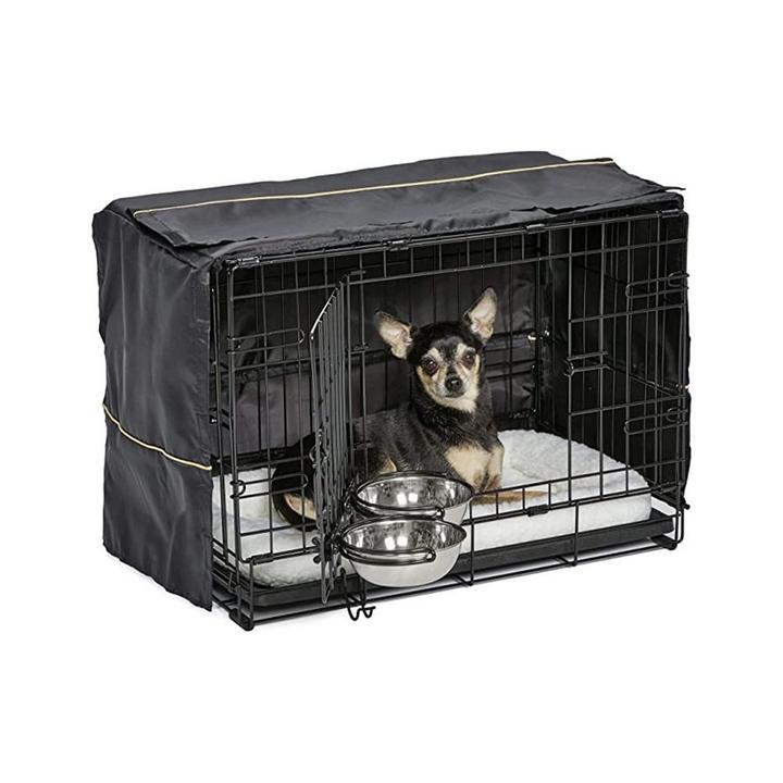 Midwest iCrate Double Door Dog Cage with Cover, Bed and Bowls 22