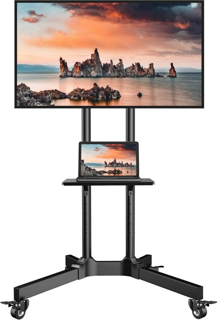 Skill Tech Cart Bracket Stand With 4 Wheels 32-75 Inch Fixed LED TV  Black