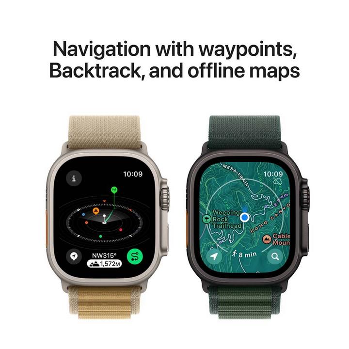 Apple Watch Ultra 2 GPS + Cellular 49MM Black Titanium Case with Dark Green Alpine Loop,Small