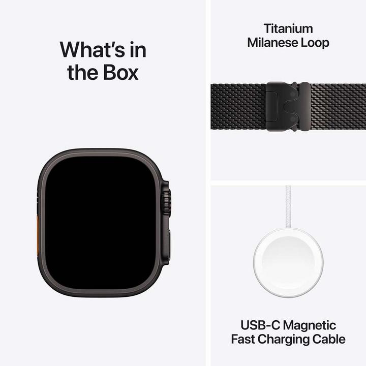 Apple Watch Ultra 2 GPS + Cellular 49MM Black Titanium Case with Black Titanium Milanese Loop,Large