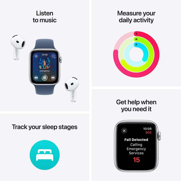Apple Watch SE GPS 40MM Silver Aluminium Case with Denim Sport Band - S/M