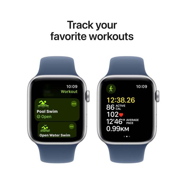 Apple Watch SE GPS 40MM Silver Aluminium Case with Denim Sport Band - S/M