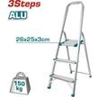 TOTAL, Aluminium Step Ladder 3 Steps, Max Load 150Kg, Step Size : 26*25*3Cm