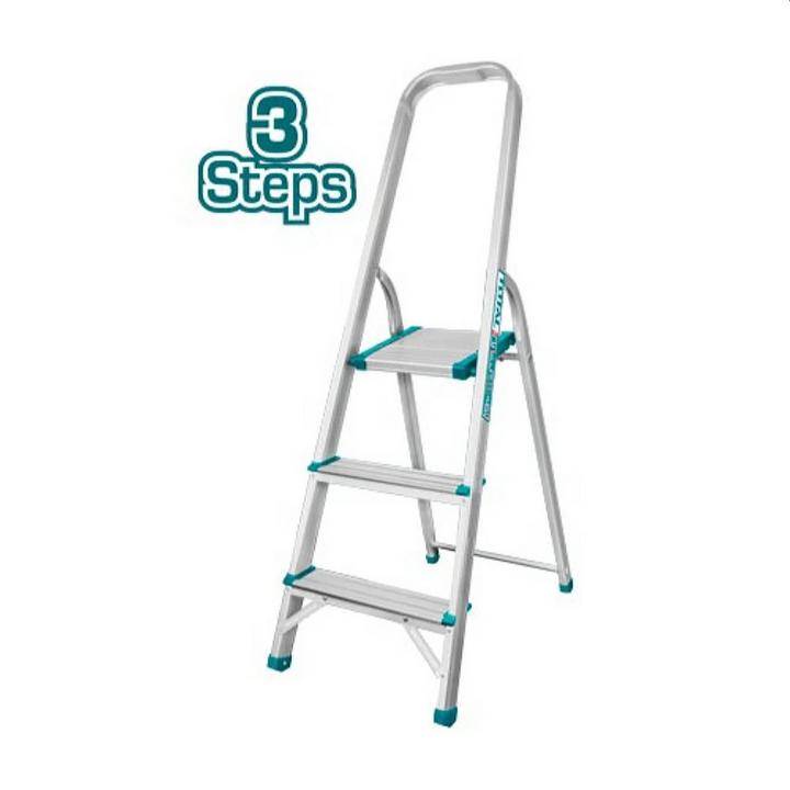 TOTAL, Aluminium Step Ladder 3 Steps, Max Load 150Kg, Step Size : 26*25*3Cm