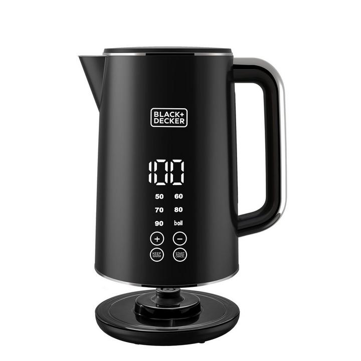 Black+Decker 1.7L Digital Electric Jug Kettle Double Wall Stainless Steel Body 2200W Black