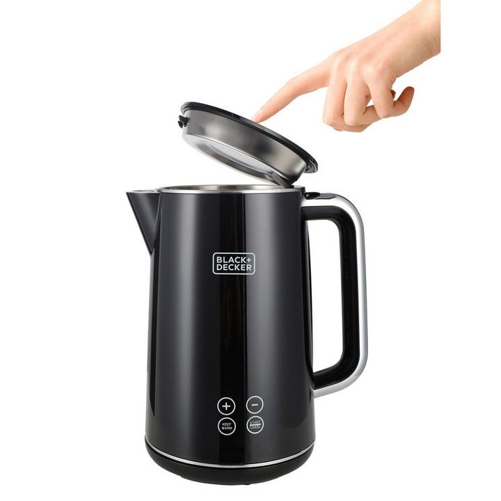 Black+Decker 1.7L Digital Electric Jug Kettle Double Wall Stainless Steel Body 2200W Black